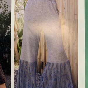 Young Thread gray knit wide leg pant with detailed around ankle